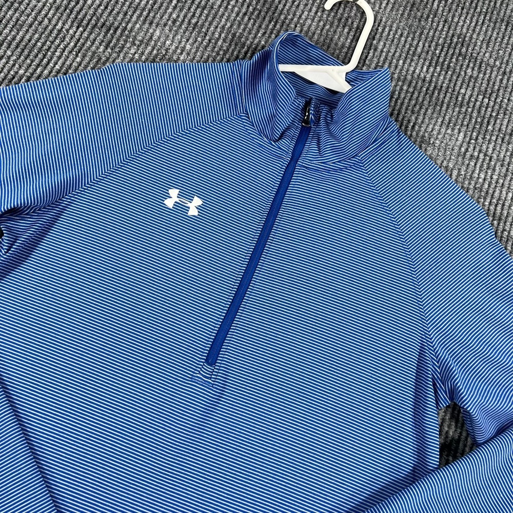 Under Armour Pullover Shirt Womens Small Blue Long Sleeve 1/4 Zip Loose Fit